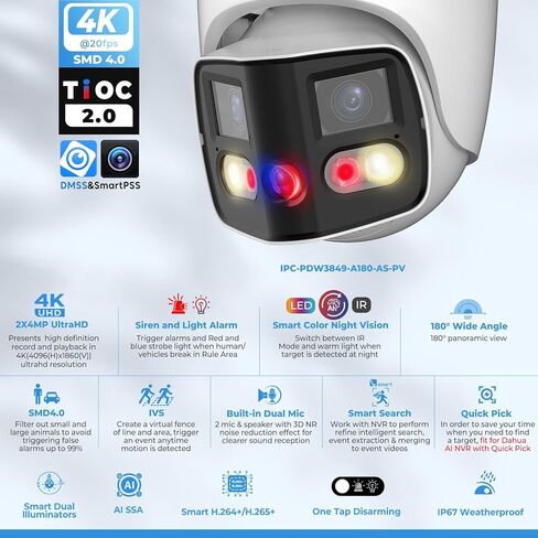 كاميرا خارجية 4K PTZ PoE IP عالية السرعة - زووم بصري 25x (5-125 مم)، تتبع PFA التلقائي، اكتشاف الوجه IVS، SMD4.0، مستشعر Starvis 1/2.8 بوصة - 0.005lux Starlight Nightvision، اختيار سريع، IP66 in Kuwait