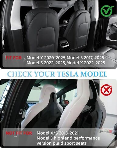 واقيات ظهر المقعد مناسبة لموديل Tesla Y وModel 3 وModel S/X (تناسب 2025 Model Y و2024–2025 Model 3 Highland)، سجادات ركلة ممتازة مقاومة للاهتراء مع جيب منظم، مجموعة من 2، أسود in Saudi Arabia