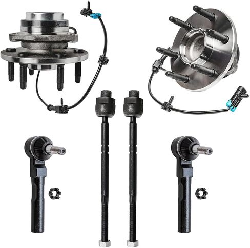Detroit Axle - 2WD Front Wheel Bearing Hubs Kit for 1999-2006 Chevrolet Silverado GMC Sierra 1500 [6 Lugs] 2 Wheel Bearing Hubs 4 Inner Outer Tie Rod Ends 2000 2001 2002 2003 2004 2005 Replacement in Saudi Arabia