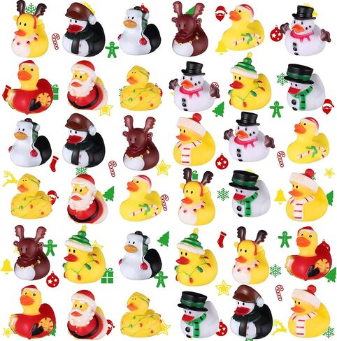 24 Pcs Christmas Rubber Ducks in Bulk Party Favors Assorted Ducks for Christmas Holiday Goodie Bag Fillers Baby Showers Toys Decoration Gift (Lovely Style) in Saudi Arabia