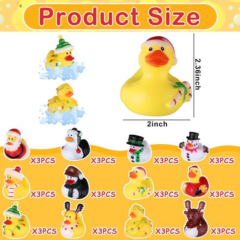 24 Pcs Christmas Rubber Ducks in Bulk Party Favors Assorted Ducks for Christmas Holiday Goodie Bag Fillers Baby Showers Toys Decoration Gift (Lovely Style) in Saudi Arabia