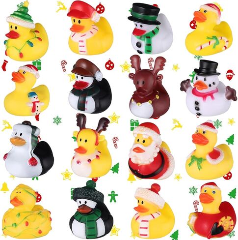 24 Pcs Christmas Rubber Ducks in Bulk Party Favors Assorted Ducks for Christmas Holiday Goodie Bag Fillers Baby Showers Toys Decoration Gift (Lovely Style) in Saudi Arabia