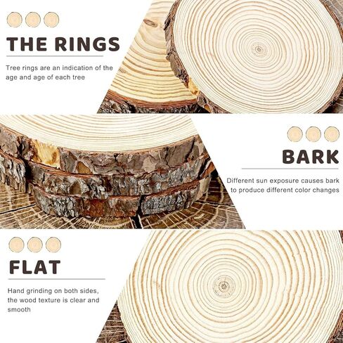 Fuhaieec 5pcs 5.5"-7" Unfinished Natural Wood Slices Circles with Tree Bark Log Discs for DIY Craft Woodburning Christmas Rustic Wedding Ornaments in Saudi Arabia