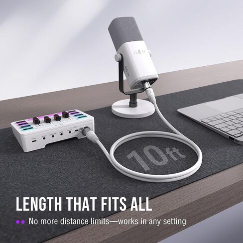 كابل FIFINE XLR، كابل بطول 10 أقدام مع 3 دبابيس متوازنة، سلك صوت ميكروفون XLR ذكر إلى أنثى، كابل مكبر صوت XLR، سلك ميكروفون، متوافق مع ميكروفون XLR لتسجيل بث البودكاست، أسود-L9 in Kuwait