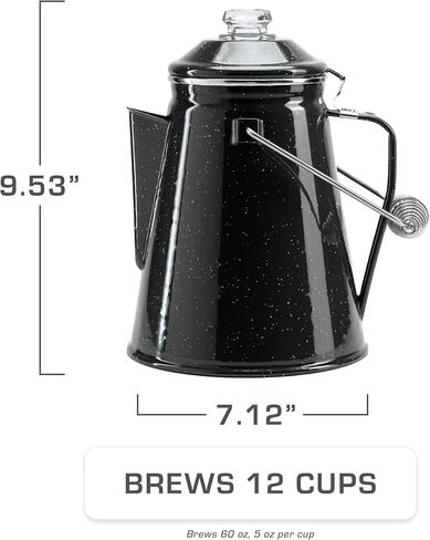 COLETTI Classic Coffee Percolator — Percolator Coffee Pot, Camp Coffee Maker – The Original Camping Coffee Pot, Now Modernized – For Campsite Brewmasters Everywhere [Matte Gray Enamel, 12 Cup] in Kuwait