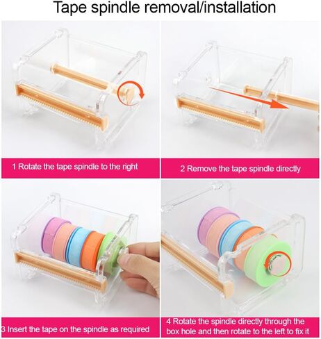 Cute Masking Sticker Dispenser Transparent Visible Desktop Sticker Organizer Tape Dispenser Plastic Tape Tool, Yellow in Saudi Arabia