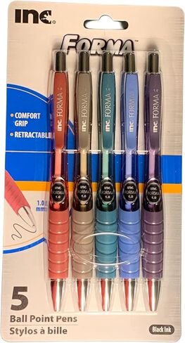 Inc Forma 1.0 mm Black Ink Ball Point Pens 5 Count Comfort Grip in Saudi Arabia