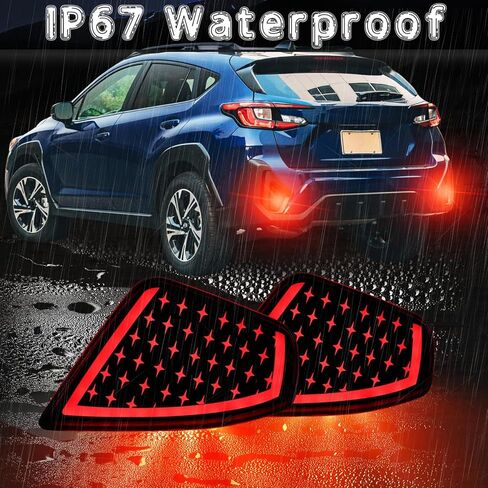 2 قطعة كامل LED المصد الخلفي عاكس أضواء عدة لسوبارو Crosstrek 2024 2025 الذيل مصباح الفرامل مصابيح الضباب النهار تشغيل ضوء بدوره إشارة مصباح الملحقات (الأحمر) in Kuwait