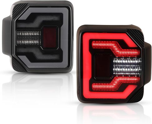 أضواء WolfX الخلفية LED متسلسلة لسيارة Jeep Wrangler JL 2018-2025 (بما في ذلك 2021-2025 Jeep Wrangler 4XE Plugin) مجموعة استبدال مصباح الفرامل الخلفية LED مع إشارة دوران متسلسلة، دخان in Kuwait
