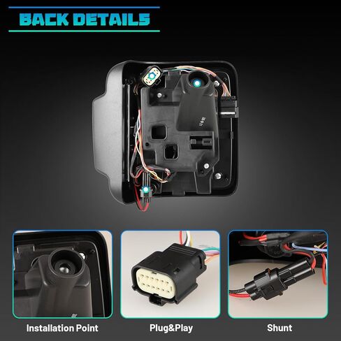 أضواء WolfX الخلفية LED متسلسلة لسيارة Jeep Wrangler JL 2018-2025 (بما في ذلك 2021-2025 Jeep Wrangler 4XE Plugin) مجموعة استبدال مصباح الفرامل الخلفية LED مع إشارة دوران متسلسلة، دخان in Kuwait