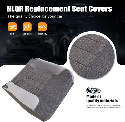 NLQR Driver and Passenger Side Bottom & Back Replacement Cloth Seat Covers & Driver Seat Foam Cushion Compatible with Dodge Ram 1500 2500 3500 1994-1997#D5 or C3 Medium Quartz Gray in Saudi Arabia