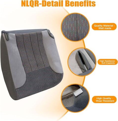 NLQR Driver and Passenger Side Bottom & Back Replacement Cloth Seat Covers & Driver Seat Foam Cushion Compatible with Dodge Ram 1500 2500 3500 1994-1997#D5 or C3 Medium Quartz Gray in Saudi Arabia