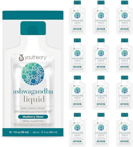 يوثيوري اشواغاندا السائل 500 ملغ، نكهة التوت الأزرق، 30 كيس in Kuwait