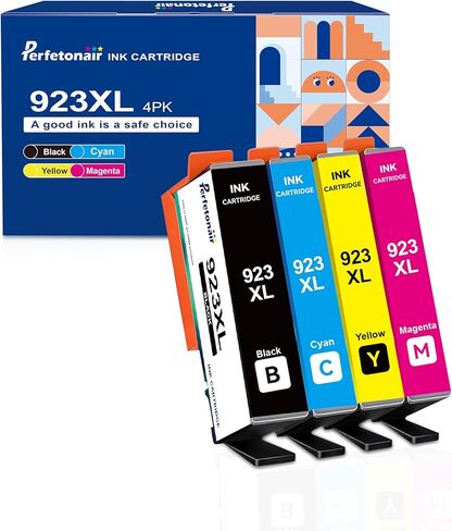 خراطيش حبر 923XL مع رقاقة بديلة لحزمة خراطيش الحبر HP 923e 923XL لطابعة HP OfficeJet Pro 8130 8120 8122 8124 8125 8132 8134 8135 8138 8139 (أسود سماوي أرجواني أصفر) in Kuwait