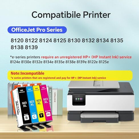 خراطيش حبر 923XL مع رقاقة بديلة لحزمة خراطيش الحبر HP 923e 923XL لطابعة HP OfficeJet Pro 8130 8120 8122 8124 8125 8132 8134 8135 8138 8139 (أسود سماوي أرجواني أصفر) in Kuwait