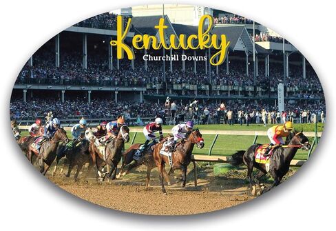 Magnet Me Up Kentucky Churchill Downs Racing Complex Oval Magnet Decal, 4x6 Inch, Heavy Duty Automotive Magnet for Car, Truck or SUV, for Horse Racing Enthusiasts, Made in USA in Saudi Arabia