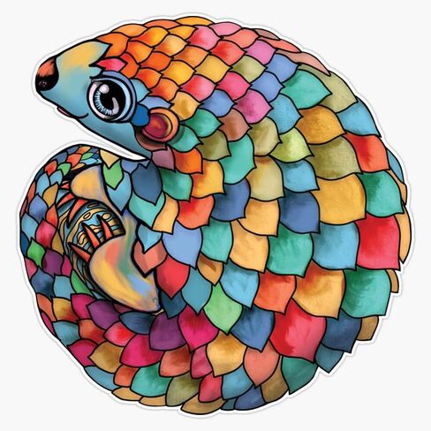 Magnet Rainbow Pangolin Magnetic Vinyl Sticker 5" in Saudi Arabia