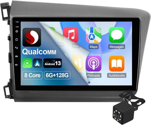 2+32G 9-inch Android 12 Car Stereo for Honda Civic 2012-2015 IPS Touchscreen Screen Car Radio with WiFi 6 Carplay & Android Auto Support Backup Camera GPS FM Navi Bluetooth 5.4 SWC in Kuwait