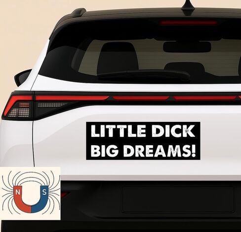 11x3 inches Funny Magnet - Little Dick Big Dreams! Bumper Sticker - Little Dick Big Dreams! Bumper Magnet - Vehicle, Refrigerator, Car, Truck, in Saudi Arabia