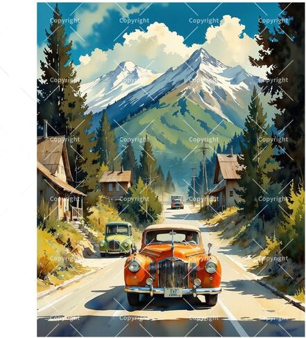 Retro Car Art Paint by Numbers Kit for Adults - DIY Classic Cars in Mountain Town Painting on Canvas 16x20 Inches, Acrylic Paint Set, Suitable for Beginners, Art for Home Decoration or Gifts in Saudi Arabia