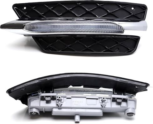 مصابيح LED نهارية بيضاء من iJDMTOY مع حواف متوافقة مع 2011-2014 Mercedes W204 C-Class C250 C300 C350 ممتص الصدمات الرياضي، نمط OEM DRL مدعوم بـ 4 قطع مصابيح LED عالية الطاقة in Saudi Arabia