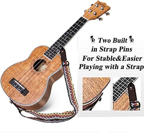 Everjoys Soprano Ukulele Mahogany 21 inch - Professional Wooden Ukelele Instrument Kit With Gig Bag Strap Picks Strings Free Online Lessons All in One Kit in Kuwait