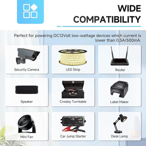 UL Listed 12V 0.5A 6ft Power Supply Adapter, AC to DC 6W 12V 500mA Replacement Power Cord for Security Camera LED Strips Crosley Turntable Router Label Maker Desk Lamp Speaker and More in Saudi Arabia