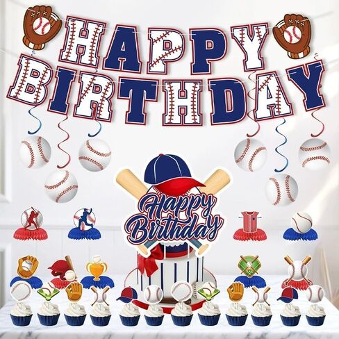 13PCS Baseball Happy Birthday Cake Cupcake Topper Set Baseball Player Cake Decorations Sports Scene Themed Cupcake Picks Game Day Party Supplies Bday Party Signs Decor in Saudi Arabia
