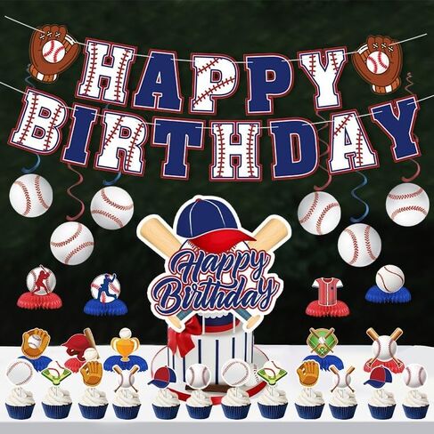 13PCS Baseball Happy Birthday Cake Cupcake Topper Set Baseball Player Cake Decorations Sports Scene Themed Cupcake Picks Game Day Party Supplies Bday Party Signs Decor in Saudi Arabia