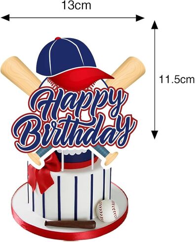 13PCS Baseball Happy Birthday Cake Cupcake Topper Set Baseball Player Cake Decorations Sports Scene Themed Cupcake Picks Game Day Party Supplies Bday Party Signs Decor in Saudi Arabia
