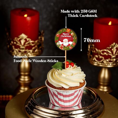 30 قطعة من أغطية كب كيك عيد الميلاد سانتا "HO HO HO" - اختيارات تزيين الحفلات باللونين الأحمر والأبيض للاحتفالات بالعطلات، وخبز عيد الميلاد وعرض طاولة الحلوى in Saudi Arabia
