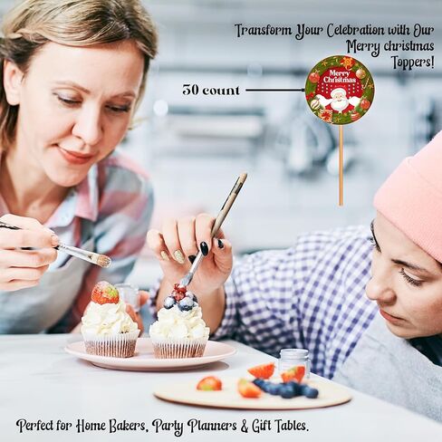 30 قطعة من أغطية كب كيك عيد الميلاد سانتا "HO HO HO" - اختيارات تزيين الحفلات باللونين الأحمر والأبيض للاحتفالات بالعطلات، وخبز عيد الميلاد وعرض طاولة الحلوى in Saudi Arabia