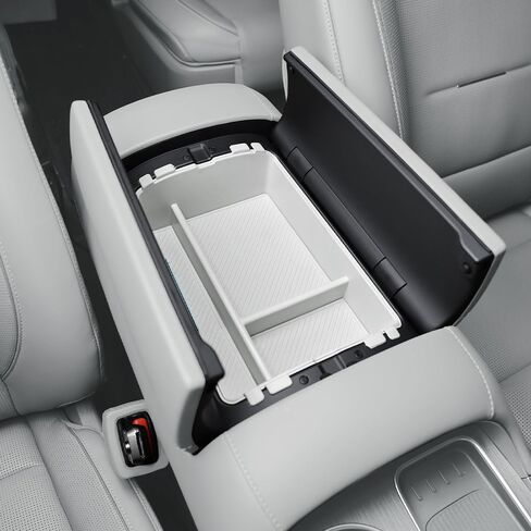 Cnaurda ABS Armrest Upper Level Storage Box, Upper Level Armrest Box, Central Console Box, Car Interior Storage Compatible with Hyundai Palisade LX3 2026（7-Seater Exclusive） Accessories (White) in Saudi Arabia