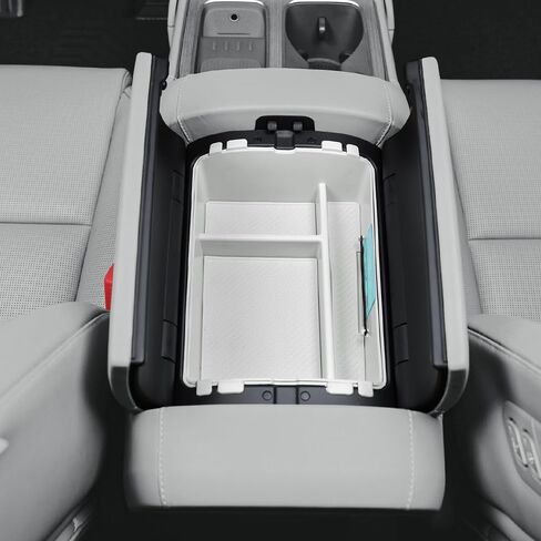 Cnaurda ABS Armrest Upper Level Storage Box, Upper Level Armrest Box, Central Console Box, Car Interior Storage Compatible with Hyundai Palisade LX3 2026（7-Seater Exclusive） Accessories (White) in Saudi Arabia