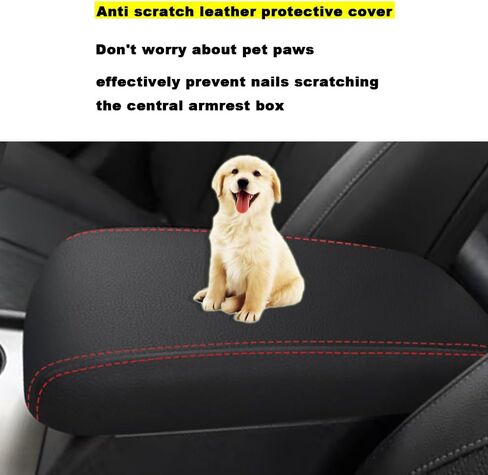 Blazeray for Kia Optima 2016-2020 غطاء صندوق مسند الذراع لوحدة التحكم المركزية للسيارات مضاد للخدش مقاوم للماء من الجلد المركزي مسند الذراع وسادة حماية ملحقات الديكور الداخلي (أسود مع غرز حمراء) in Saudi Arabia