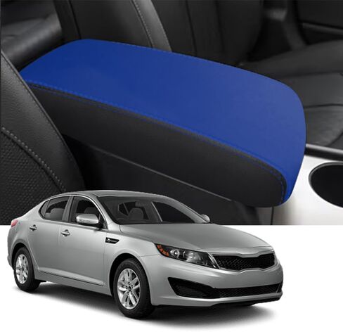Blazeray for Kia Optima 2016-2020 غطاء صندوق مسند الذراع لوحدة التحكم المركزية للسيارات مضاد للخدش مقاوم للماء من الجلد المركزي مسند الذراع وسادة حماية ملحقات الديكور الداخلي (أسود مع غرز حمراء) in Saudi Arabia