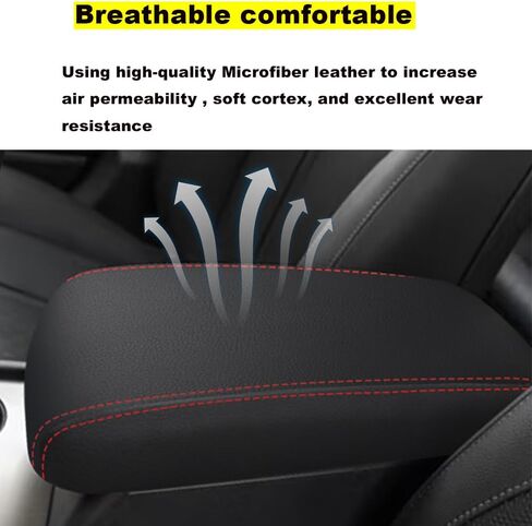 Blazeray for Kia Optima 2016-2020 غطاء صندوق مسند الذراع لوحدة التحكم المركزية للسيارات مضاد للخدش مقاوم للماء من الجلد المركزي مسند الذراع وسادة حماية ملحقات الديكور الداخلي (أسود مع غرز حمراء) in Saudi Arabia