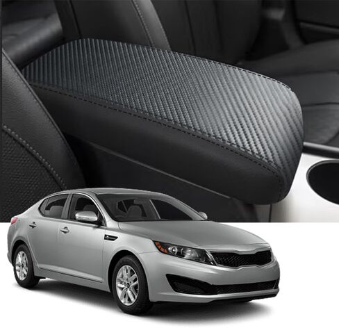 Blazeray for Kia Optima 2016-2020 غطاء صندوق مسند الذراع لوحدة التحكم المركزية للسيارات مضاد للخدش مقاوم للماء من الجلد المركزي مسند الذراع وسادة حماية ملحقات الديكور الداخلي (أسود مع غرز حمراء) in Saudi Arabia