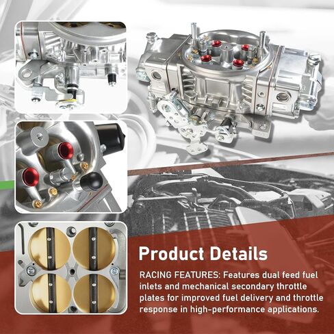 مكربن ​​BR-67201 850CFM ذو 4 أسطوانات - 4150 مضخة ثانوية ميكانيكية مزدوجة لسلسلة سباق Holley Quick Fuel Brawler Race - تجويف مربع بدون خنق أداء مزدوج للمدخل in Saudi Arabia