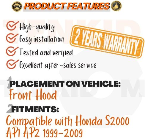 Front Hood Struts Compatible with Honda S2000 AP1 AP2 1999-2009 Shock Lift Supports Bonnet Gas Dampers Springs Kit No-Drill Bolt-on in Saudi Arabia