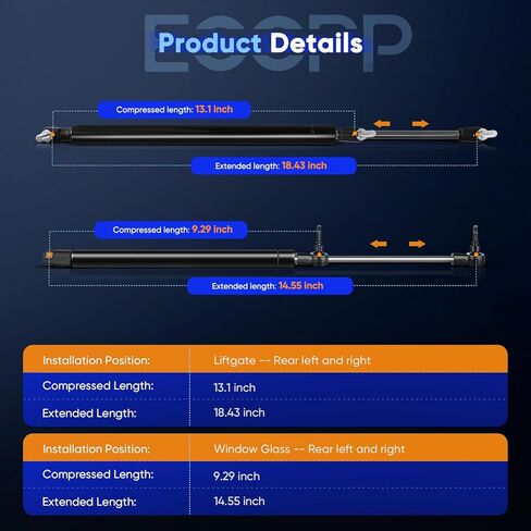 ECCPP Lift Supports Rear liftgate and Rear Window Glass Struts Gas Springs Shocks for Jeep Grand Cherokee 1999-2004 Compatible with 4528 4699 Strut Set of 4 in Saudi Arabia