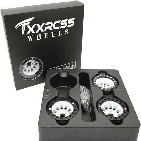 1.9 إطارات عجلات Beadlock - 152 جم طبق عميق شديد التحمل بعرض 32 مم لـ RC 1/10 Crawler TRX4 SCX10 Gen8 ترقيات SCX10 ملحقات ترقيات السيارة بجهاز التحكم عن بعد (أبيض وأسود) in Kuwait