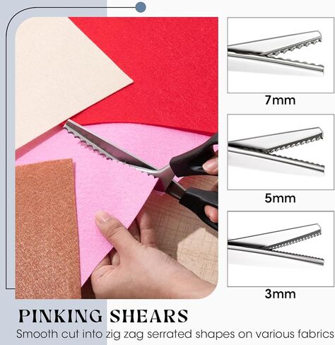 Lanties 8 Piece Sewing Scissors Bundle for Sewing Crafts, 3/5/7 mm Pinking Shears with Fabric Scissor, Embroidery Scissors, Thread Snips Tape Measure for Leather, Dressmaking, Fabric, Craft Paper in Saudi Arabia