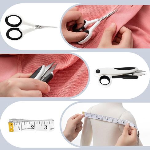 Lanties 8 Piece Sewing Scissors Bundle for Sewing Crafts, 3/5/7 mm Pinking Shears with Fabric Scissor, Embroidery Scissors, Thread Snips Tape Measure for Leather, Dressmaking, Fabric, Craft Paper in Saudi Arabia