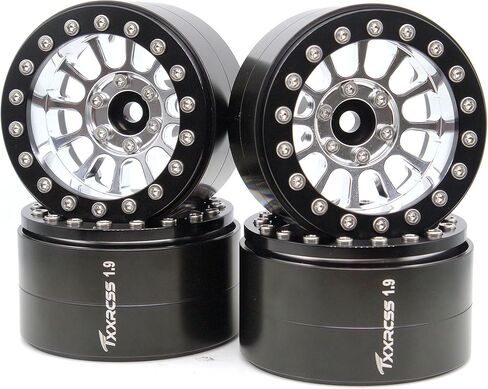 1.9 إطارات عجلات Beadlock - 152 جم طبق عميق شديد التحمل بعرض 32 مم لـ RC 1/10 Crawler TRX4 SCX10 Gen8 ترقيات SCX10 ملحقات ترقيات السيارة بجهاز التحكم عن بعد (أبيض وأسود) in Kuwait