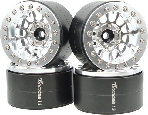 1.9 إطارات عجلات Beadlock - 152 جم طبق عميق شديد التحمل بعرض 32 مم لـ RC 1/10 Crawler TRX4 SCX10 Gen8 ترقيات SCX10 ملحقات ترقيات السيارة بجهاز التحكم عن بعد (أبيض وأسود) in Kuwait