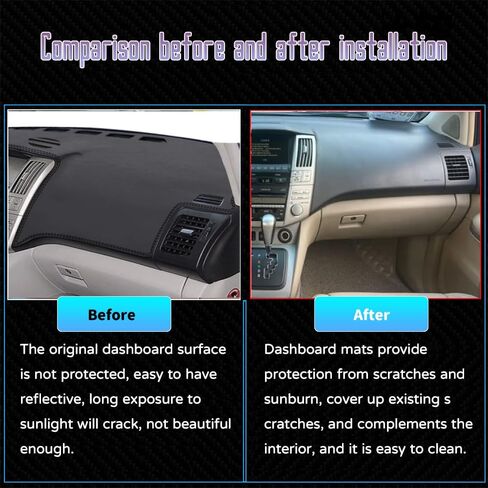 ملحقات داخلية مخصصة لسيارة Lexus RX300 RX330 RX350 2004 2005 2006 2007 2008 2009 غطاء وحدة التحكم المركزية الجلدية غطاء لوحة القيادة غطاء لوحة القيادة بدون HUD (أسود) in Kuwait
