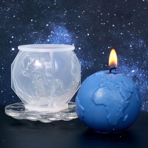 DIY Candle Mould 3D Earth Design Light Silicone Mold Round Irregular Desktop Planet Night Light Decor Epoxy Resin Making Mold (Moon) in Saudi Arabia