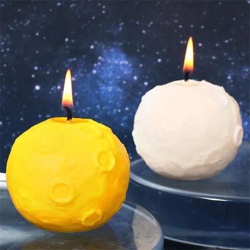 DIY Candle Mould 3D Earth Design Light Silicone Mold Round Irregular Desktop Planet Night Light Decor Epoxy Resin Making Mold (Moon) in Saudi Arabia