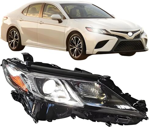 Right Passenger Side LED Headlight Assembly For 2018 2019 2020 2021 2022 2023 2024 Toyota Camry L LE SE Hybrid Sedan Replacement OE Style Projector Headlamps Black Housing Clear Lens TO2503277 RH in Saudi Arabia
